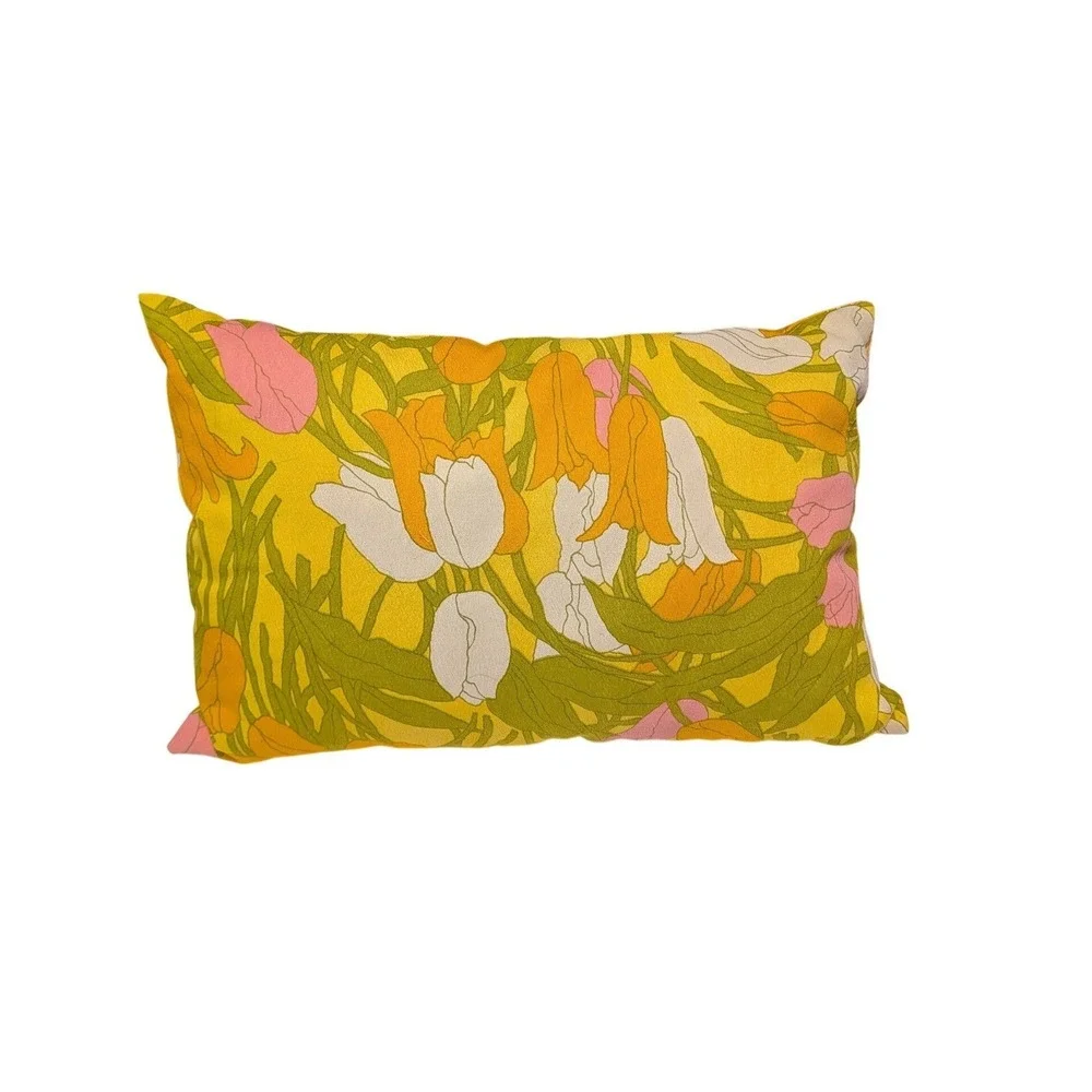 Vintage MCM Floral Pillow 60s 70s Groovy Mod Accent Pastel‎ Psychedelic Cottage